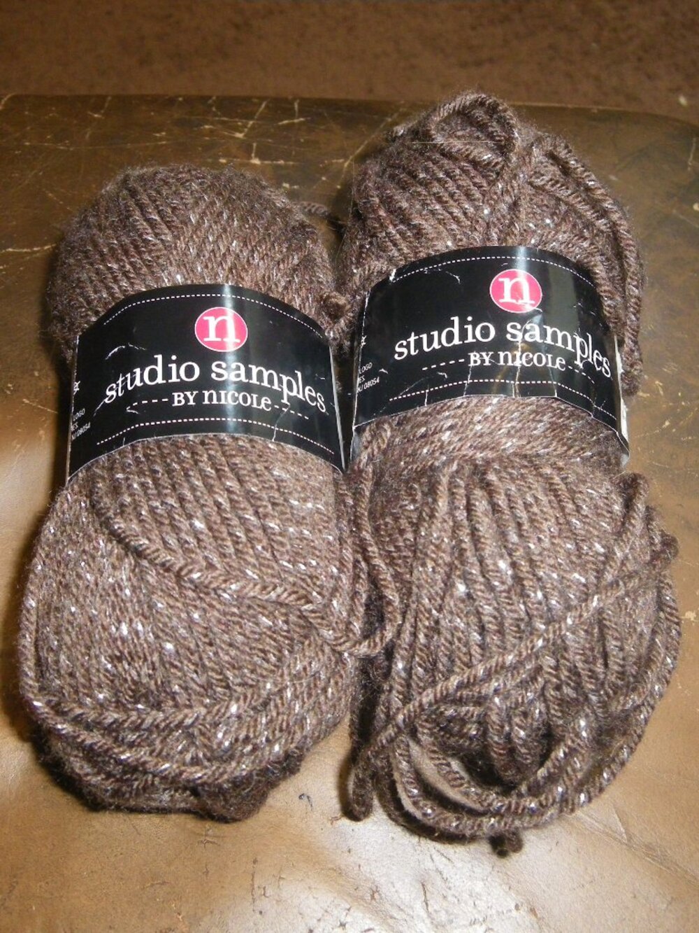 2 Small Skeins Studio Sample by Nicole Yarn Color Brown Gold 50g ea.